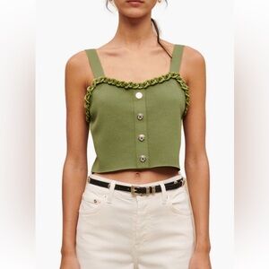 Maje Chain Embellished Crop Top with Button Detail. BRAND NEW W TAGS. US MEDIUM